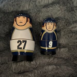 Navy and White Hockey Player Nesting Dolls - Set of 2